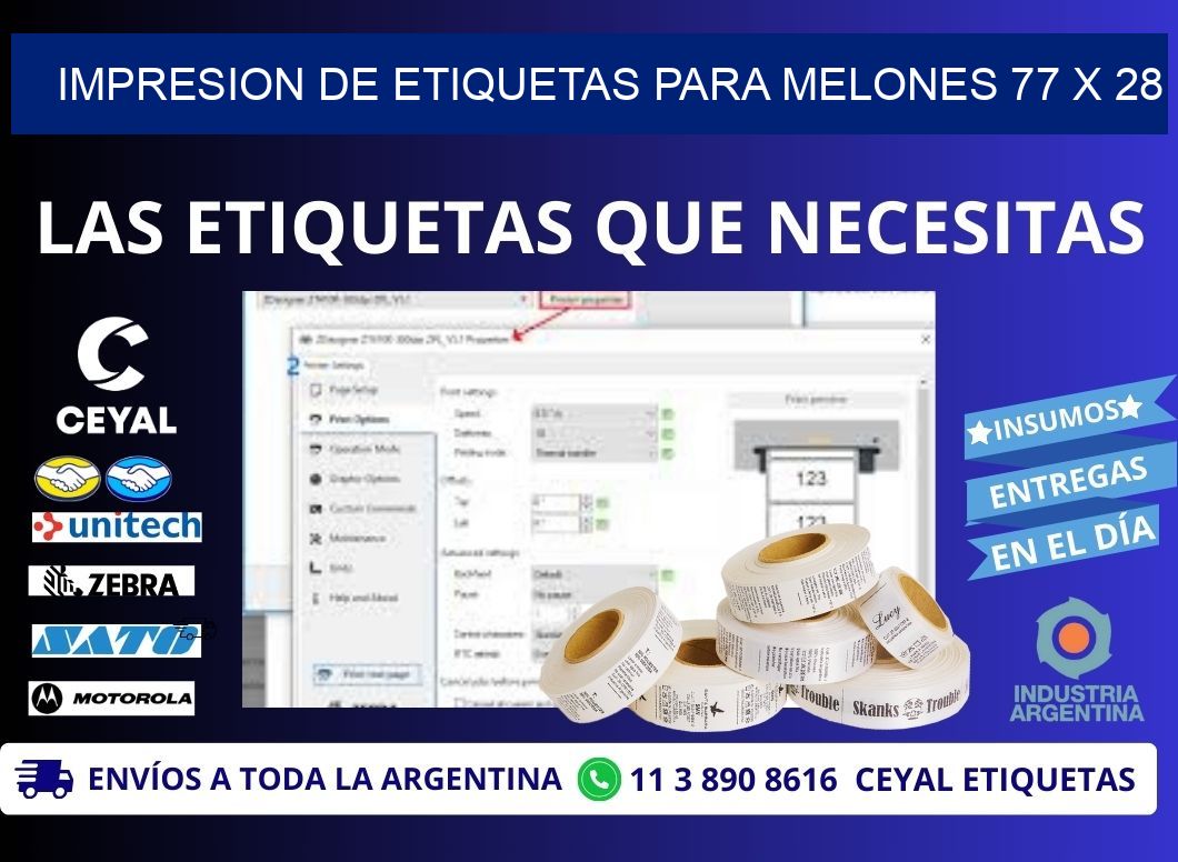 IMPRESION DE ETIQUETAS PARA MELONES 77 x 28