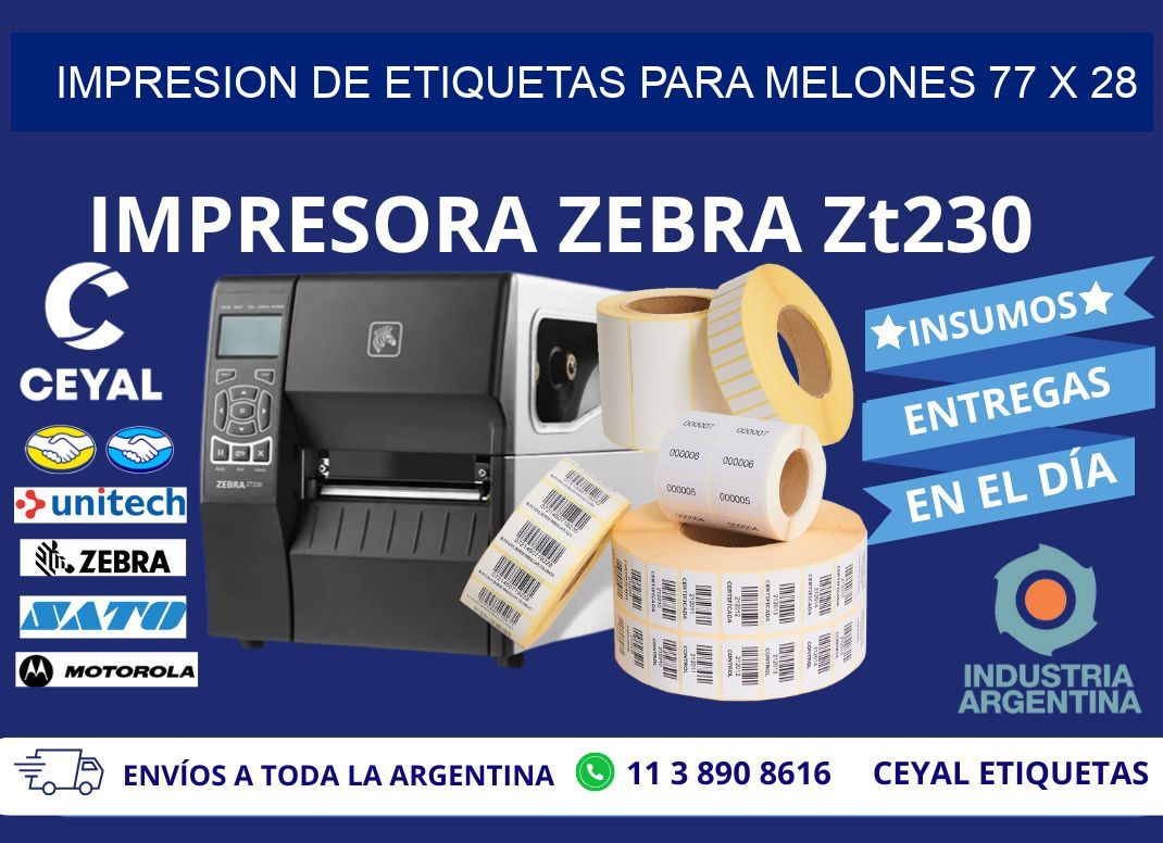 IMPRESION DE ETIQUETAS PARA MELONES 77 x 28
