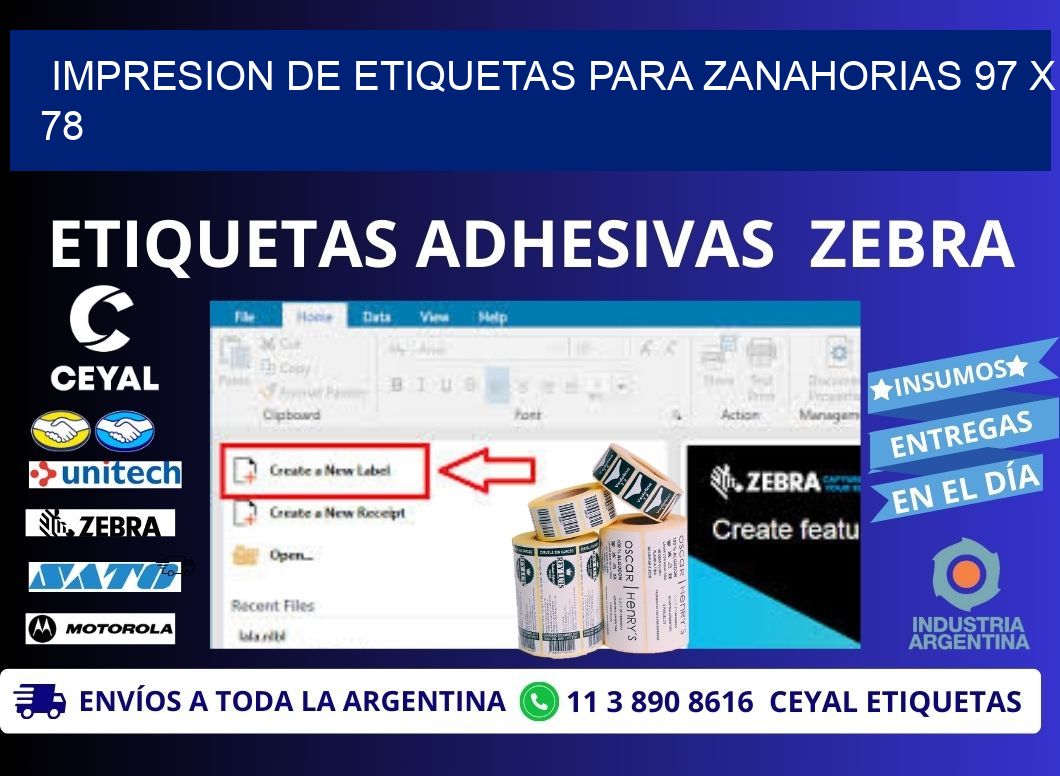 IMPRESION DE ETIQUETAS PARA ZANAHORIAS 97 x 78