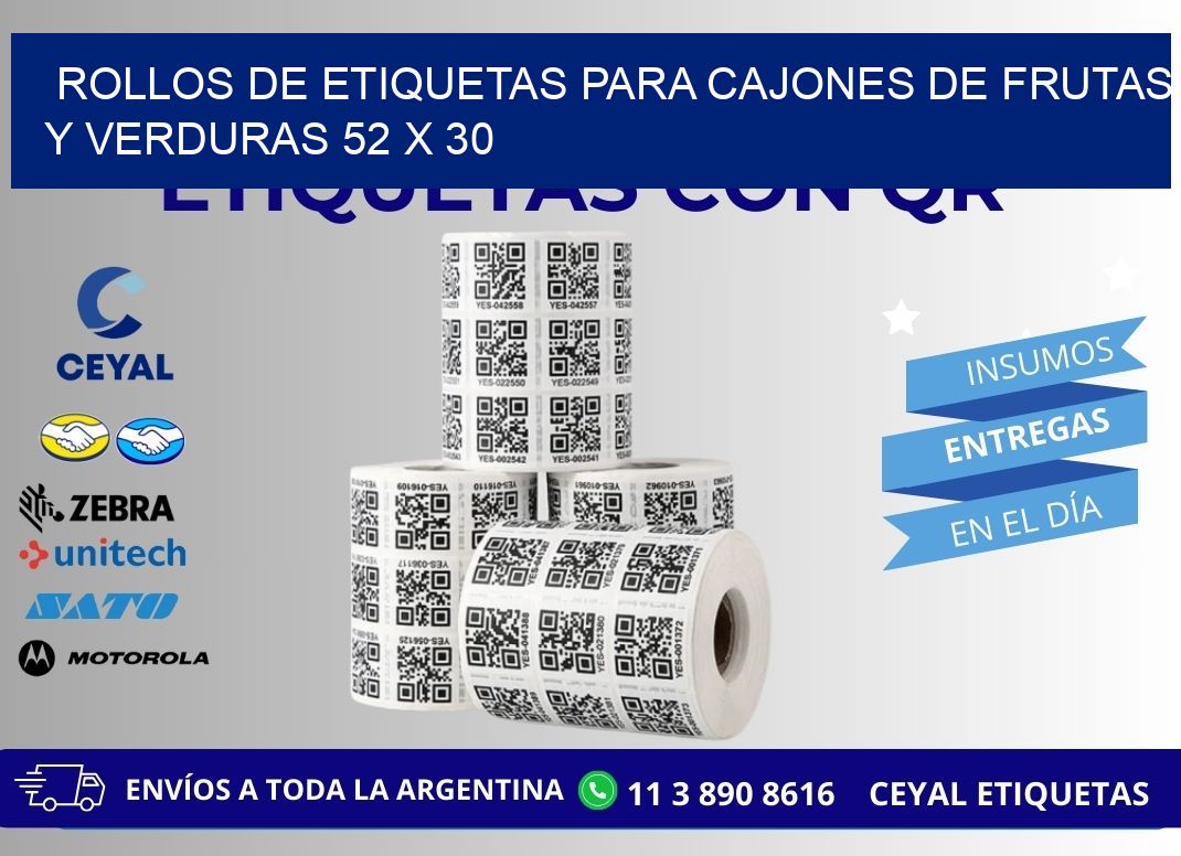 ROLLOS DE ETIQUETAS PARA CAJONES DE FRUTAS Y VERDURAS 52 x 30
