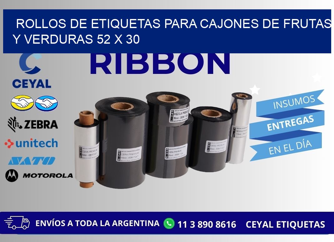 ROLLOS DE ETIQUETAS PARA CAJONES DE FRUTAS Y VERDURAS 52 x 30