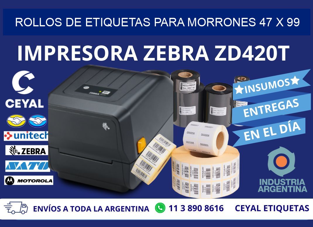 ROLLOS DE ETIQUETAS PARA MORRONES 47 x 99