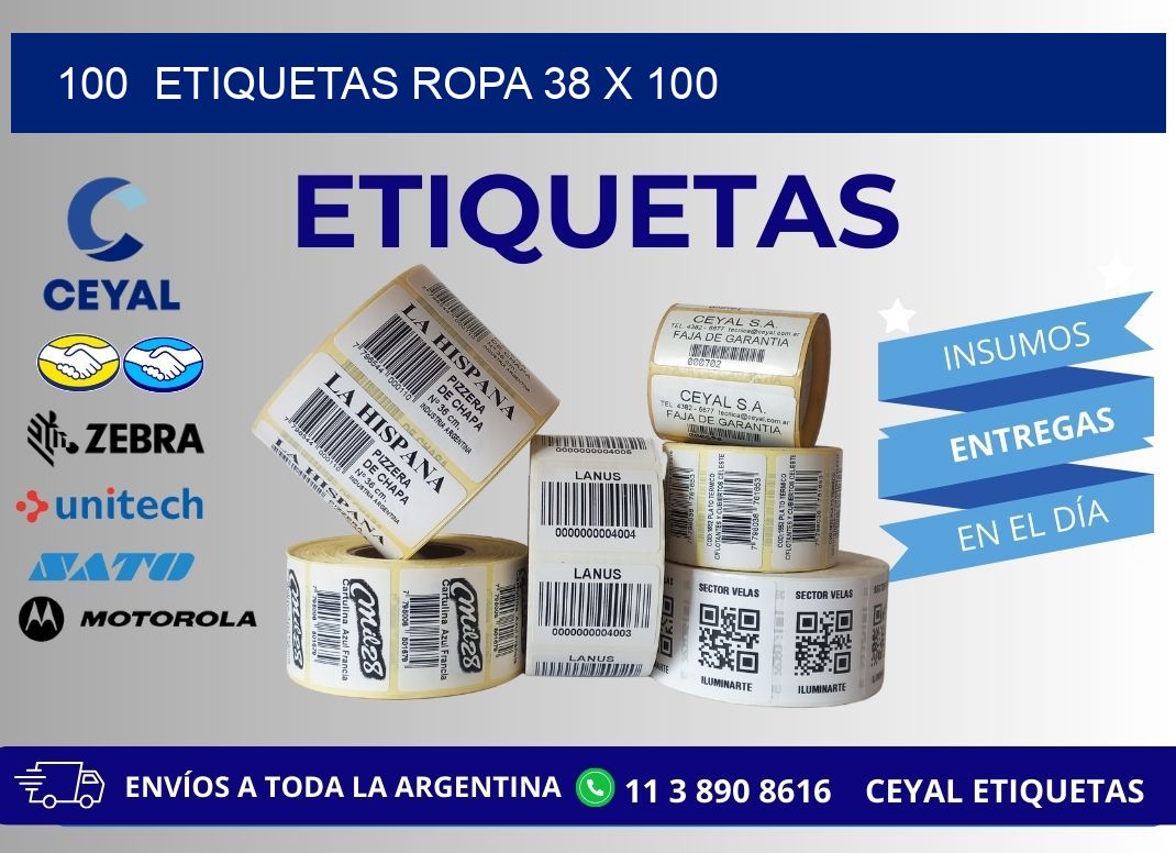 100  ETIQUETAS ROPA 38 x 100