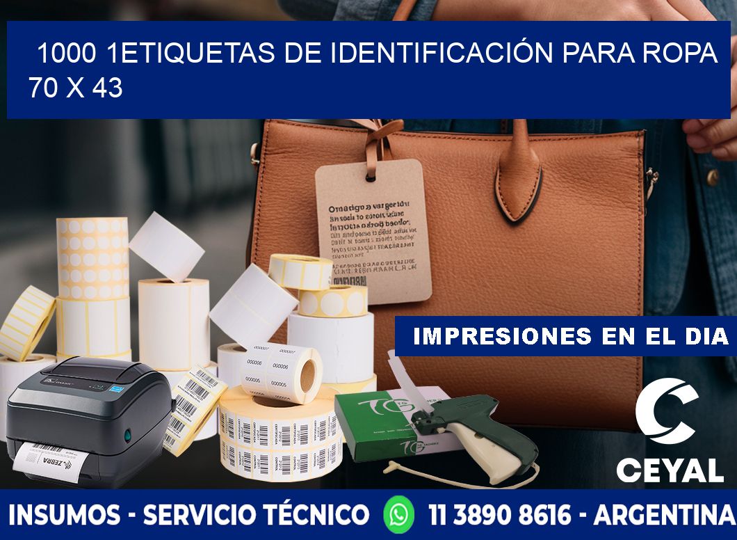 1000 1ETIQUETAS DE IDENTIFICACIÓN PARA ROPA 70 x 43