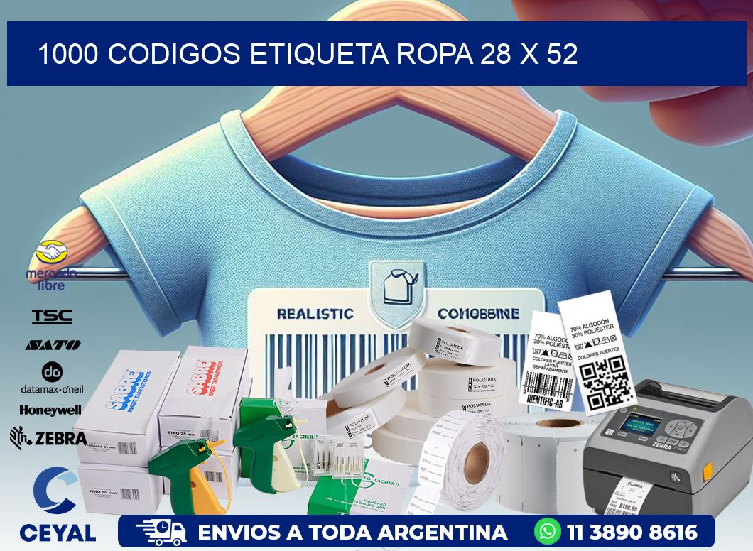 1000 CODIGOS ETIQUETA ROPA 28 x 52