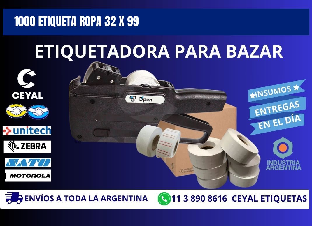 1000 ETIQUETA ROPA 32 x 99