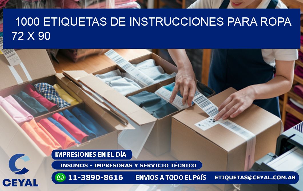 1000 ETIQUETAS DE INSTRUCCIONES PARA ROPA 72 x 90