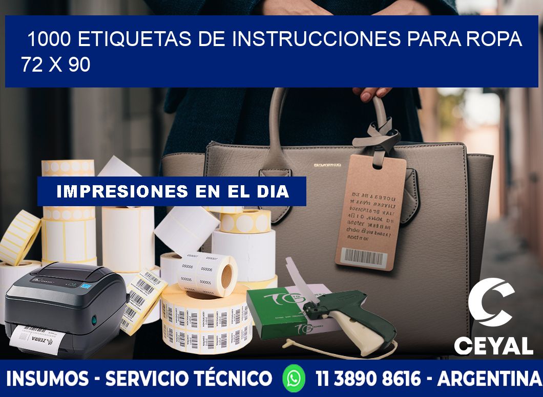 1000 ETIQUETAS DE INSTRUCCIONES PARA ROPA 72 x 90