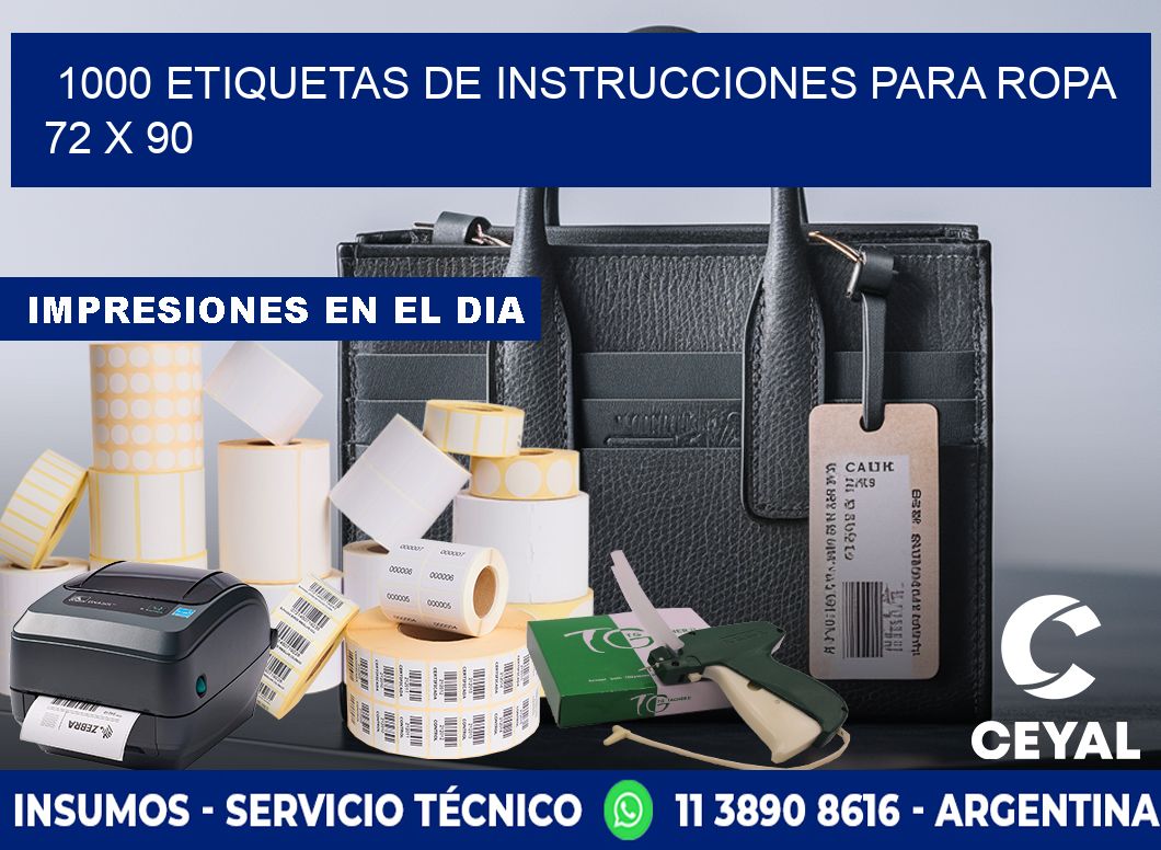 1000 ETIQUETAS DE INSTRUCCIONES PARA ROPA 72 x 90