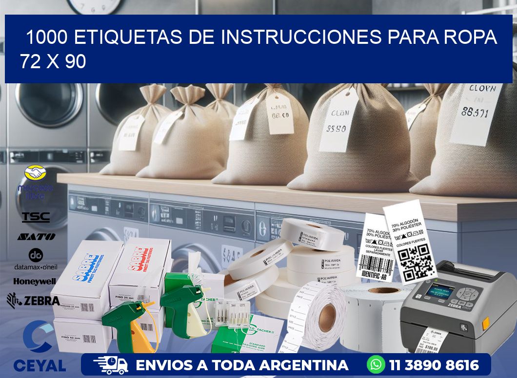 1000 ETIQUETAS DE INSTRUCCIONES PARA ROPA 72 x 90