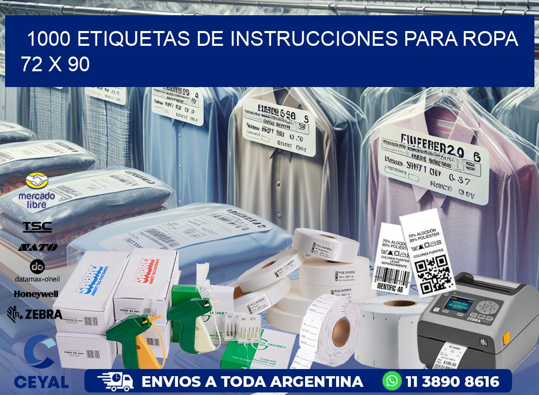 1000 ETIQUETAS DE INSTRUCCIONES PARA ROPA 72 x 90