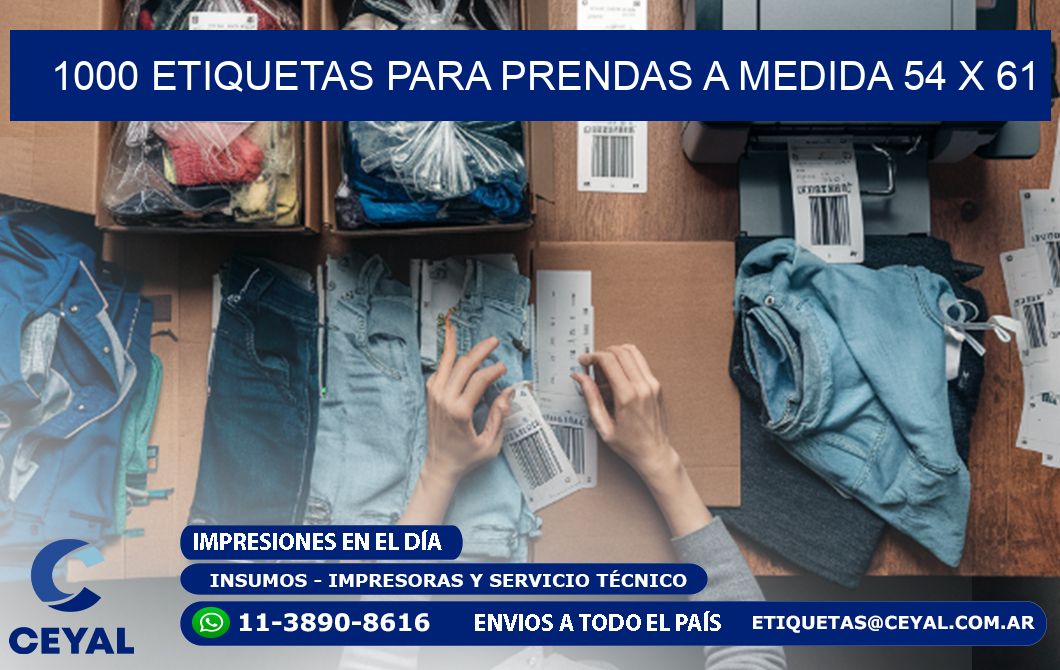 1000 ETIQUETAS PARA PRENDAS A MEDIDA 54 x 61