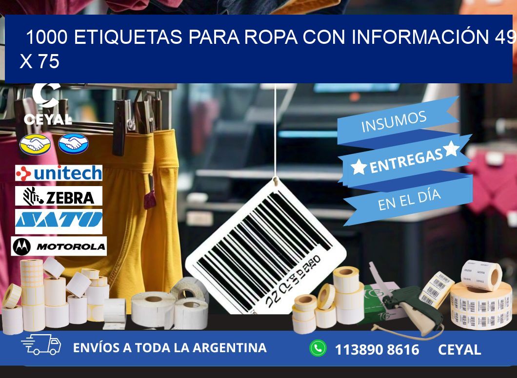 1000 ETIQUETAS PARA ROPA CON INFORMACIÓN 49 x 75