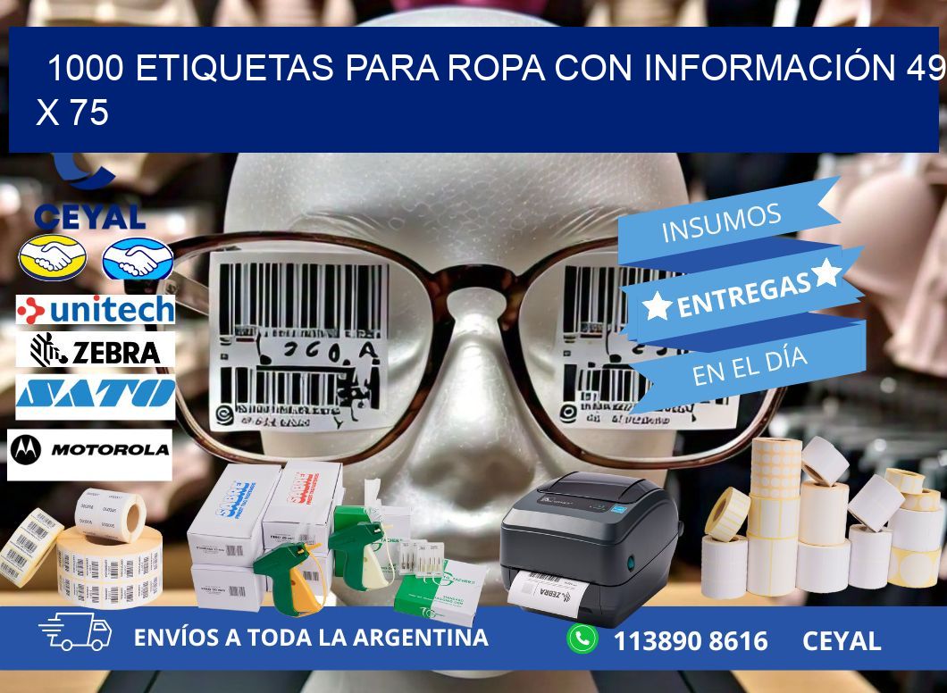 1000 ETIQUETAS PARA ROPA CON INFORMACIÓN 49 x 75
