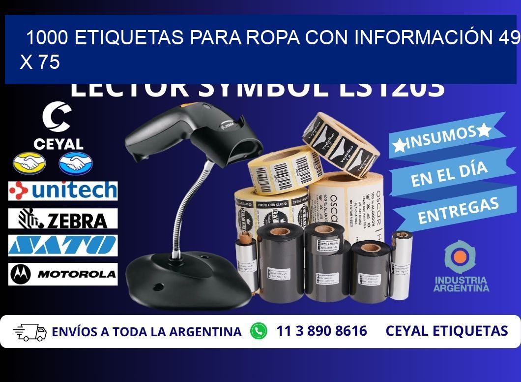 1000 ETIQUETAS PARA ROPA CON INFORMACIÓN 49 x 75