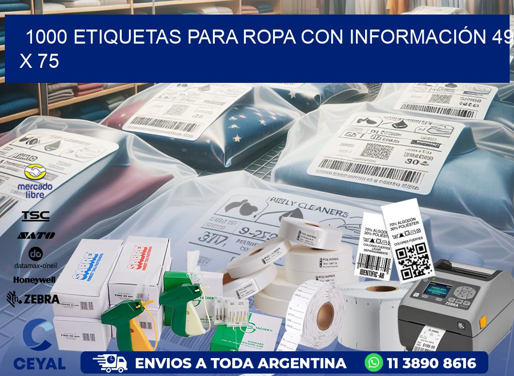 1000 ETIQUETAS PARA ROPA CON INFORMACIÓN 49 x 75