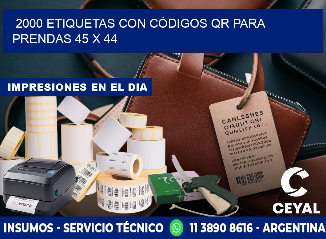 2000 ETIQUETAS CON CÓDIGOS QR PARA PRENDAS 45 x 44