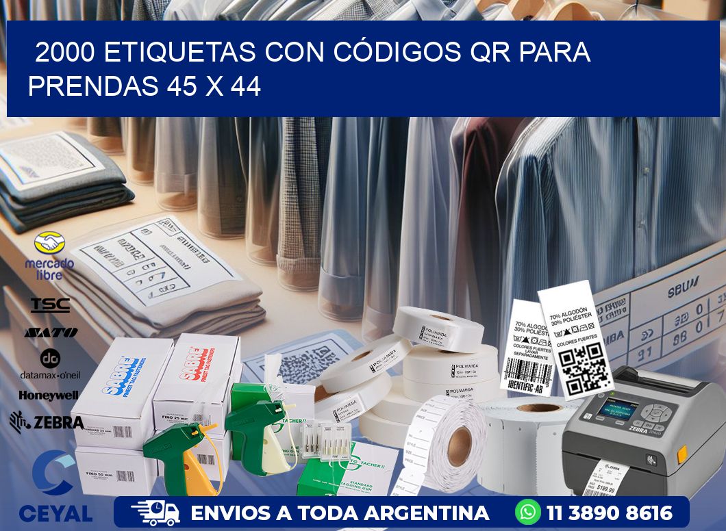 2000 ETIQUETAS CON CÓDIGOS QR PARA PRENDAS 45 x 44