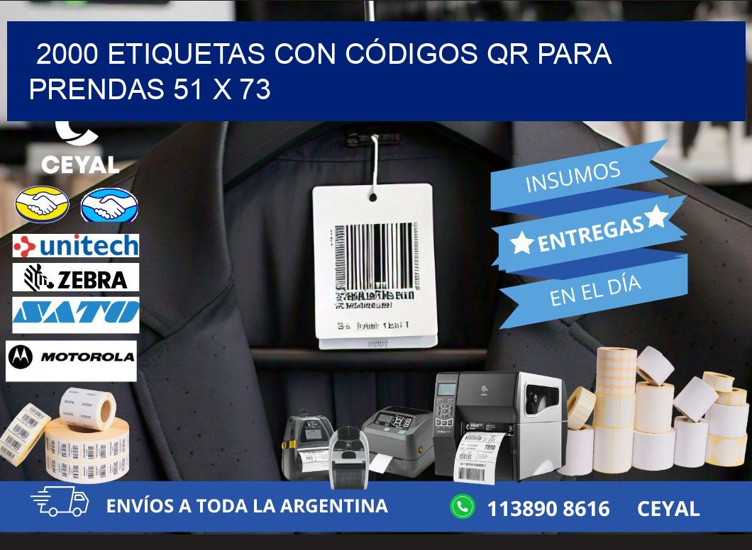 2000 ETIQUETAS CON CÓDIGOS QR PARA PRENDAS 51 x 73