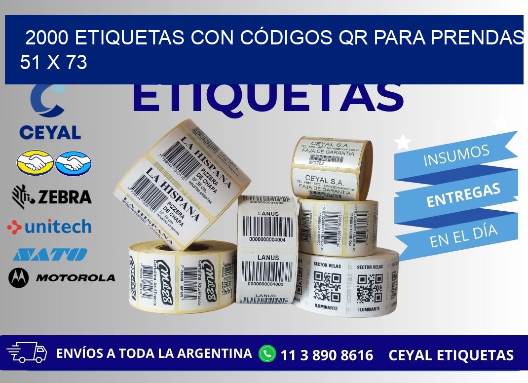 2000 ETIQUETAS CON CÓDIGOS QR PARA PRENDAS 51 x 73