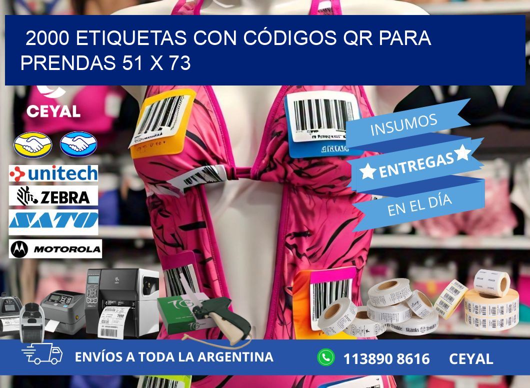 2000 ETIQUETAS CON CÓDIGOS QR PARA PRENDAS 51 x 73