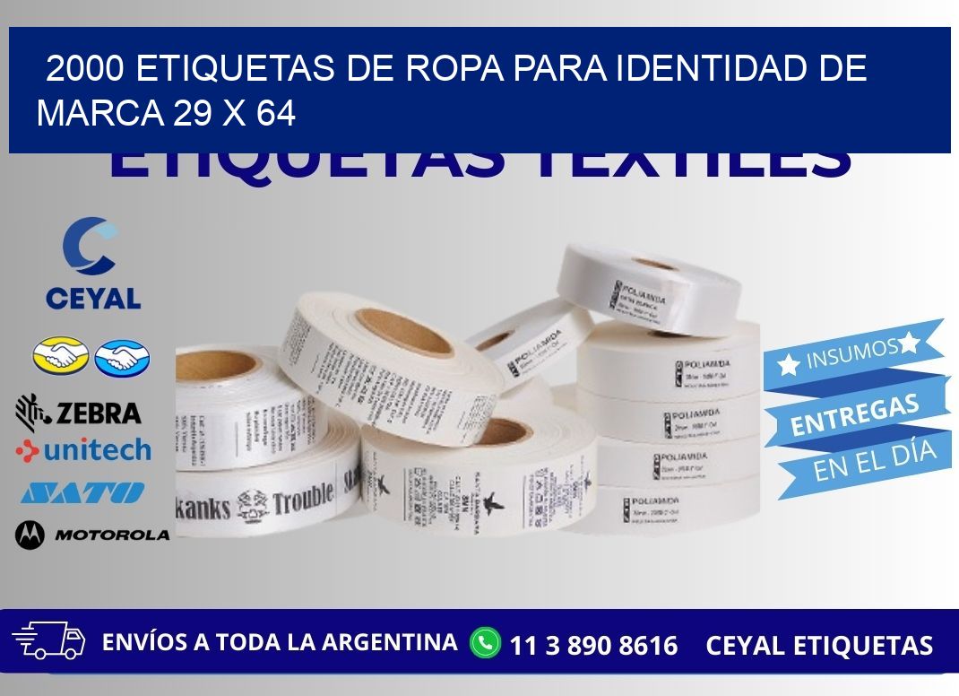 2000 ETIQUETAS DE ROPA PARA IDENTIDAD DE MARCA 29 x 64