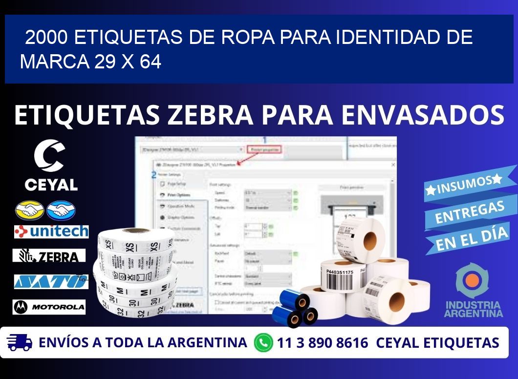 2000 ETIQUETAS DE ROPA PARA IDENTIDAD DE MARCA 29 x 64