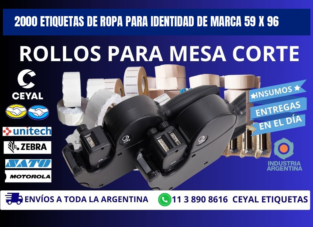 2000 ETIQUETAS DE ROPA PARA IDENTIDAD DE MARCA 59 x 96