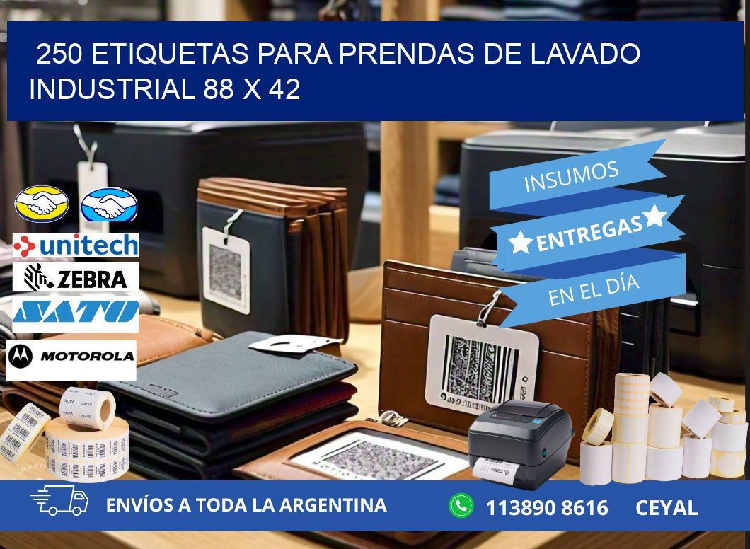 250 ETIQUETAS PARA PRENDAS DE LAVADO INDUSTRIAL 88 x 42