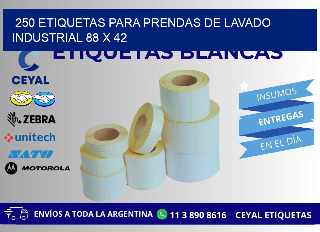 250 ETIQUETAS PARA PRENDAS DE LAVADO INDUSTRIAL 88 x 42