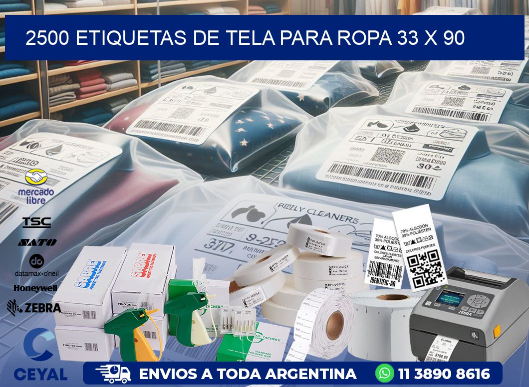 2500 ETIQUETAS DE TELA PARA ROPA 33 x 90