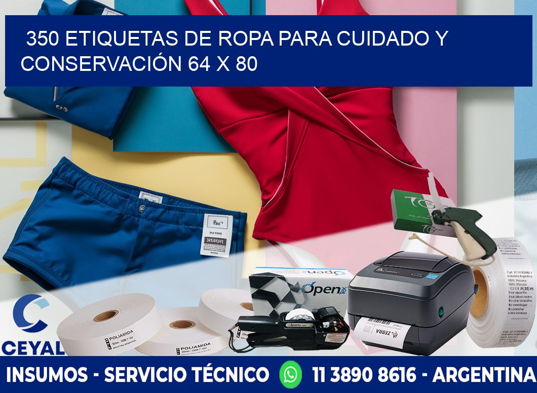 350 ETIQUETAS DE ROPA PARA CUIDADO Y CONSERVACIÓN 64 x 80