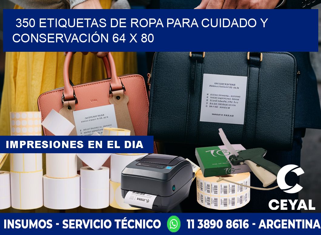 350 ETIQUETAS DE ROPA PARA CUIDADO Y CONSERVACIÓN 64 x 80