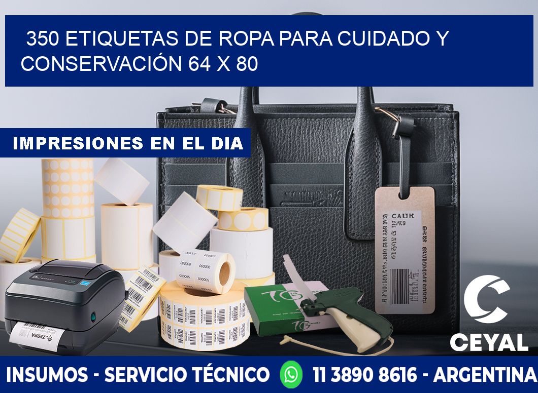 350 ETIQUETAS DE ROPA PARA CUIDADO Y CONSERVACIÓN 64 x 80