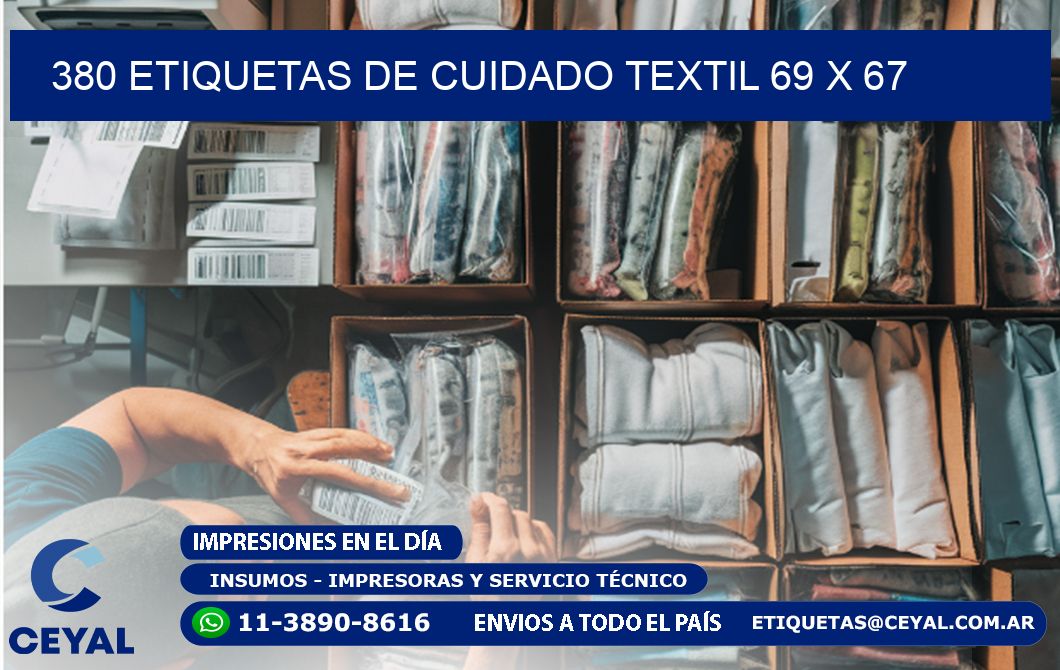 380 ETIQUETAS DE CUIDADO TEXTIL 69 x 67