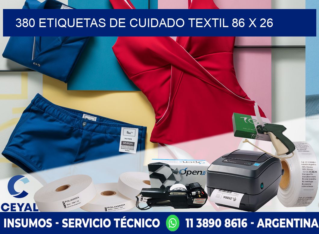 380 ETIQUETAS DE CUIDADO TEXTIL 86 x 26