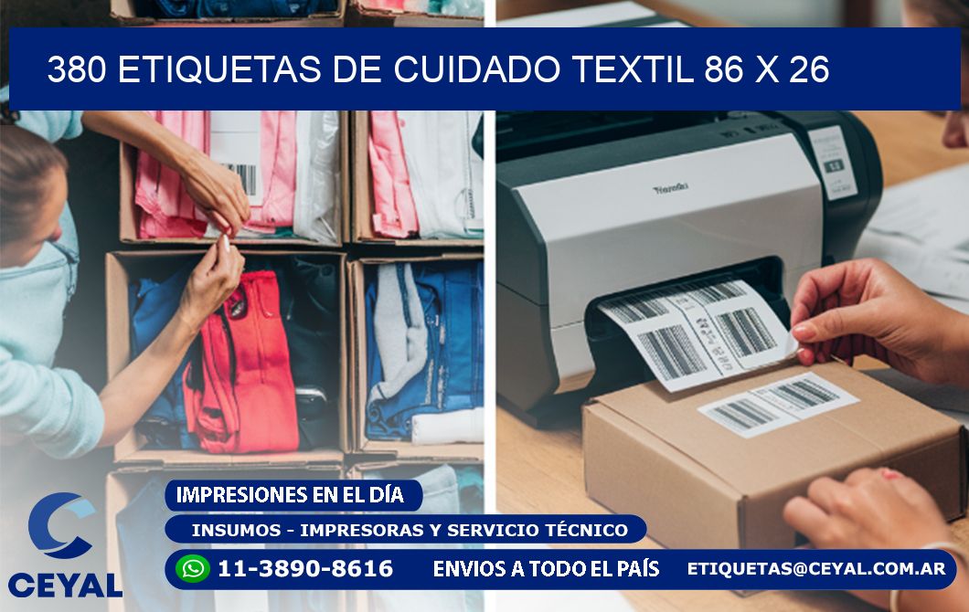 380 ETIQUETAS DE CUIDADO TEXTIL 86 x 26