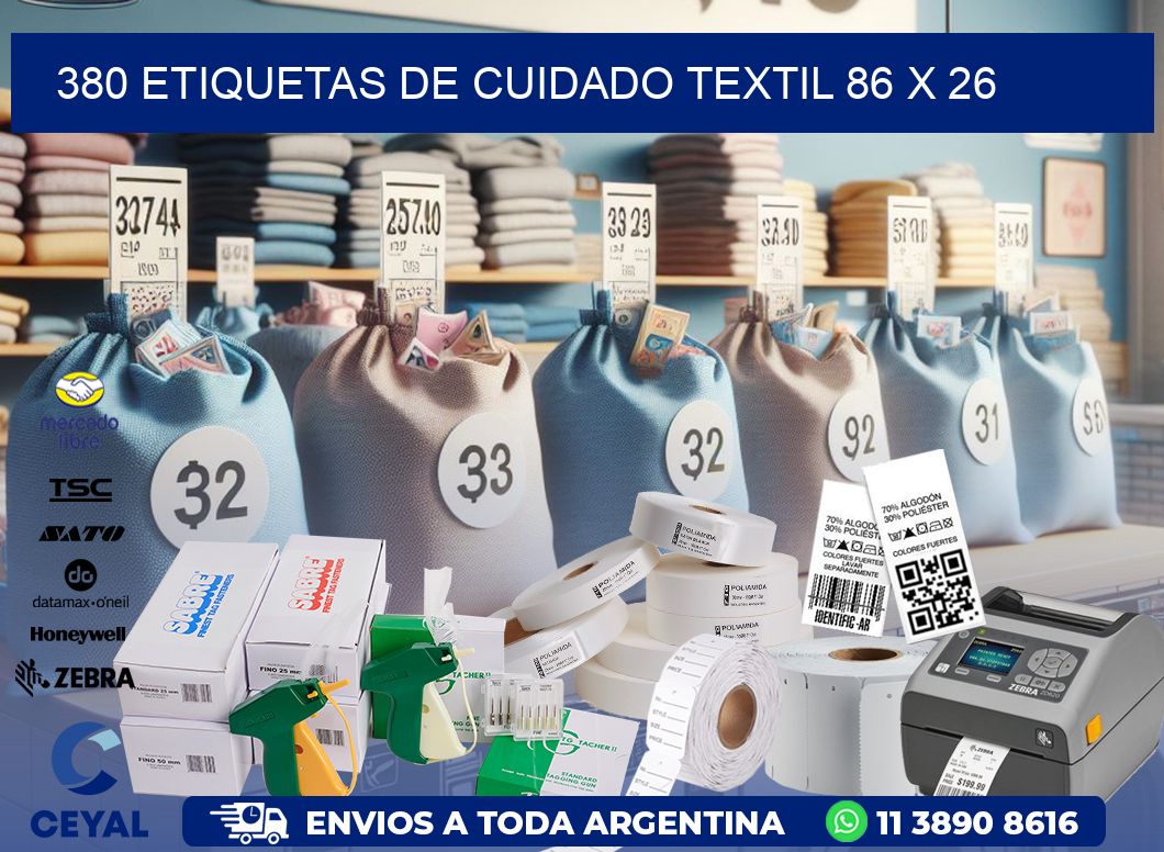 380 ETIQUETAS DE CUIDADO TEXTIL 86 x 26