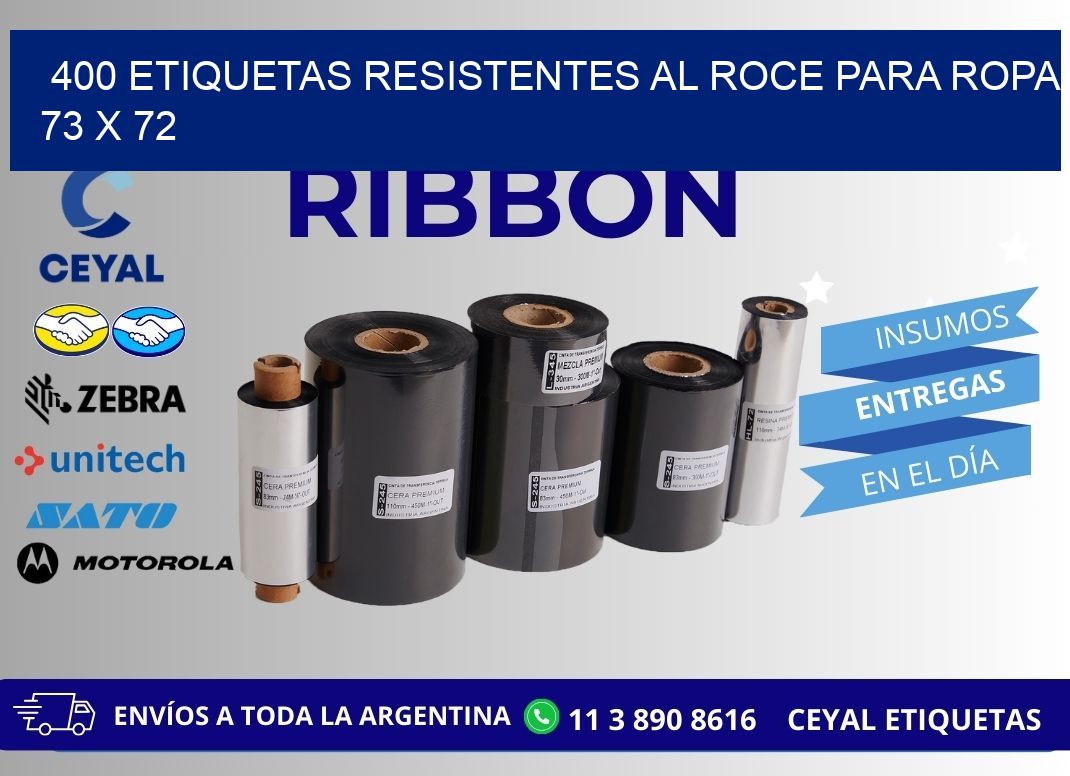 400 ETIQUETAS RESISTENTES AL ROCE PARA ROPA 73 x 72