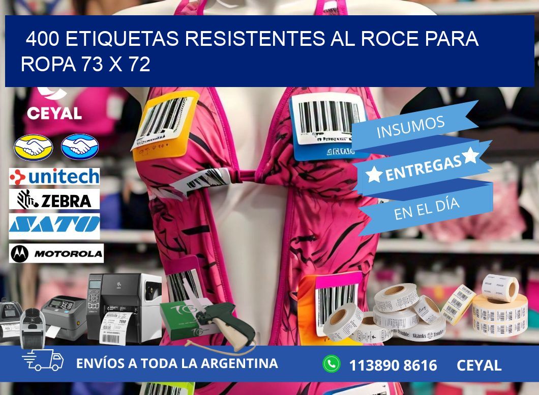 400 ETIQUETAS RESISTENTES AL ROCE PARA ROPA 73 x 72