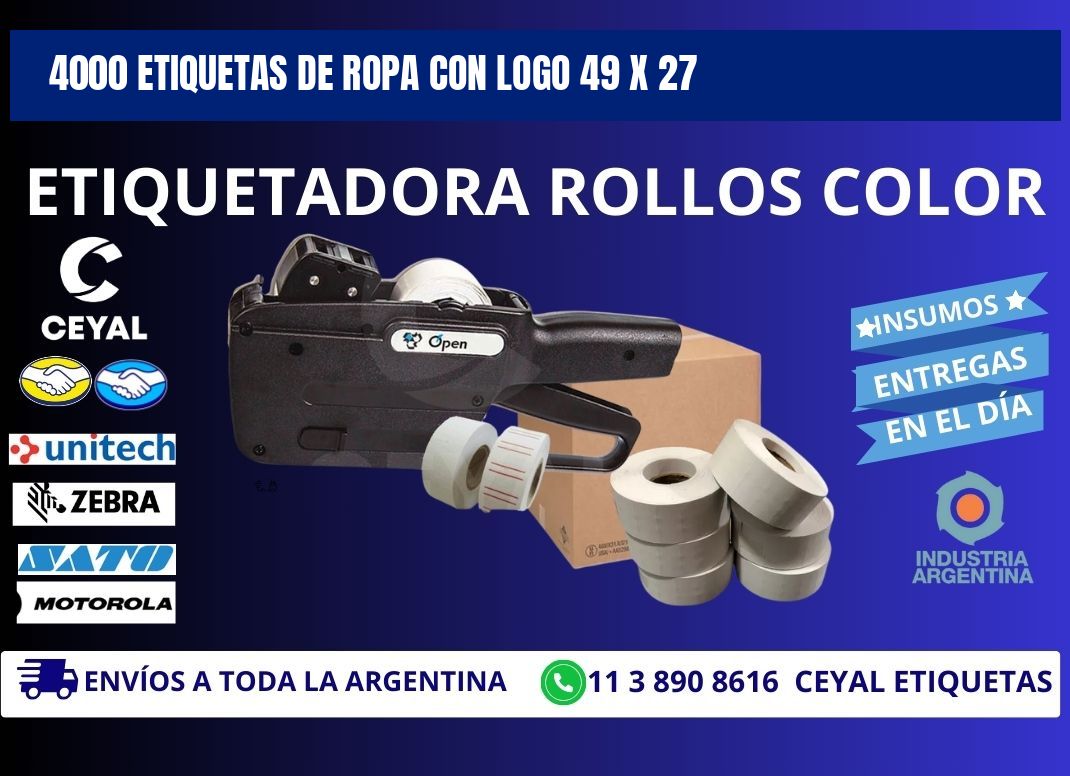 4000 ETIQUETAS DE ROPA CON LOGO 49 x 27