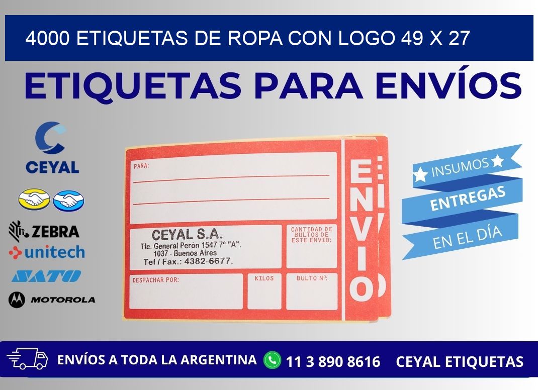 4000 ETIQUETAS DE ROPA CON LOGO 49 x 27