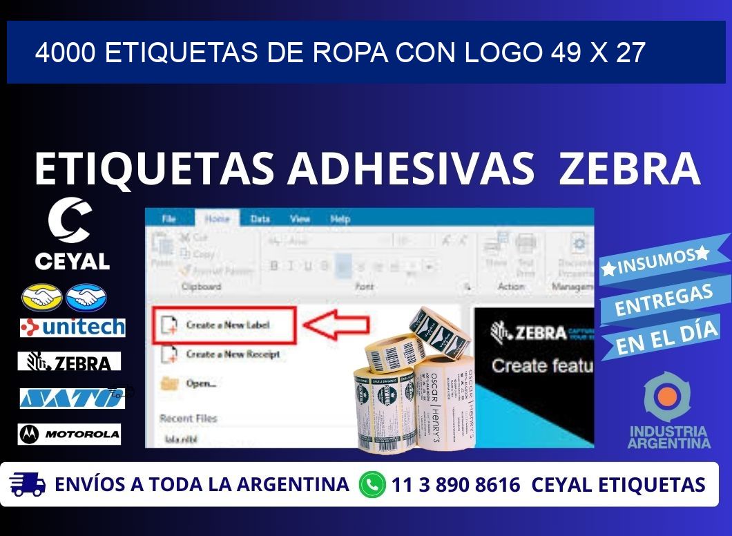 4000 ETIQUETAS DE ROPA CON LOGO 49 x 27