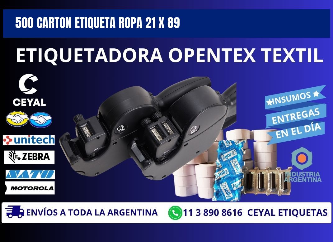 500 CARTON ETIQUETA ROPA 21 x 89