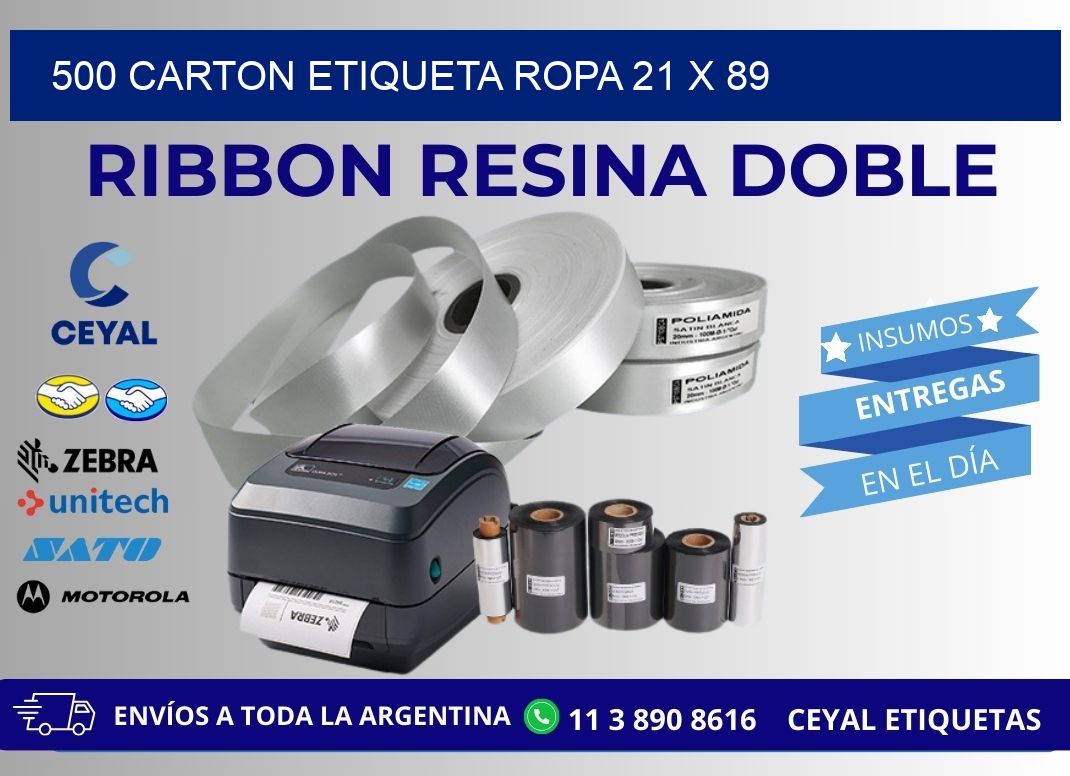 500 CARTON ETIQUETA ROPA 21 x 89