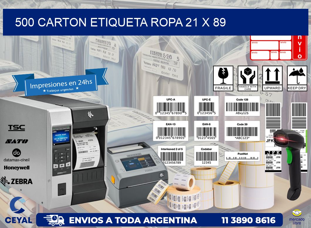 500 CARTON ETIQUETA ROPA 21 x 89