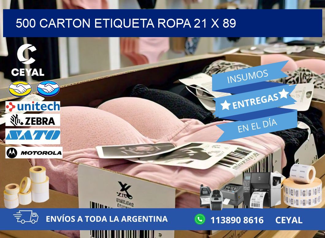 500 CARTON ETIQUETA ROPA 21 x 89