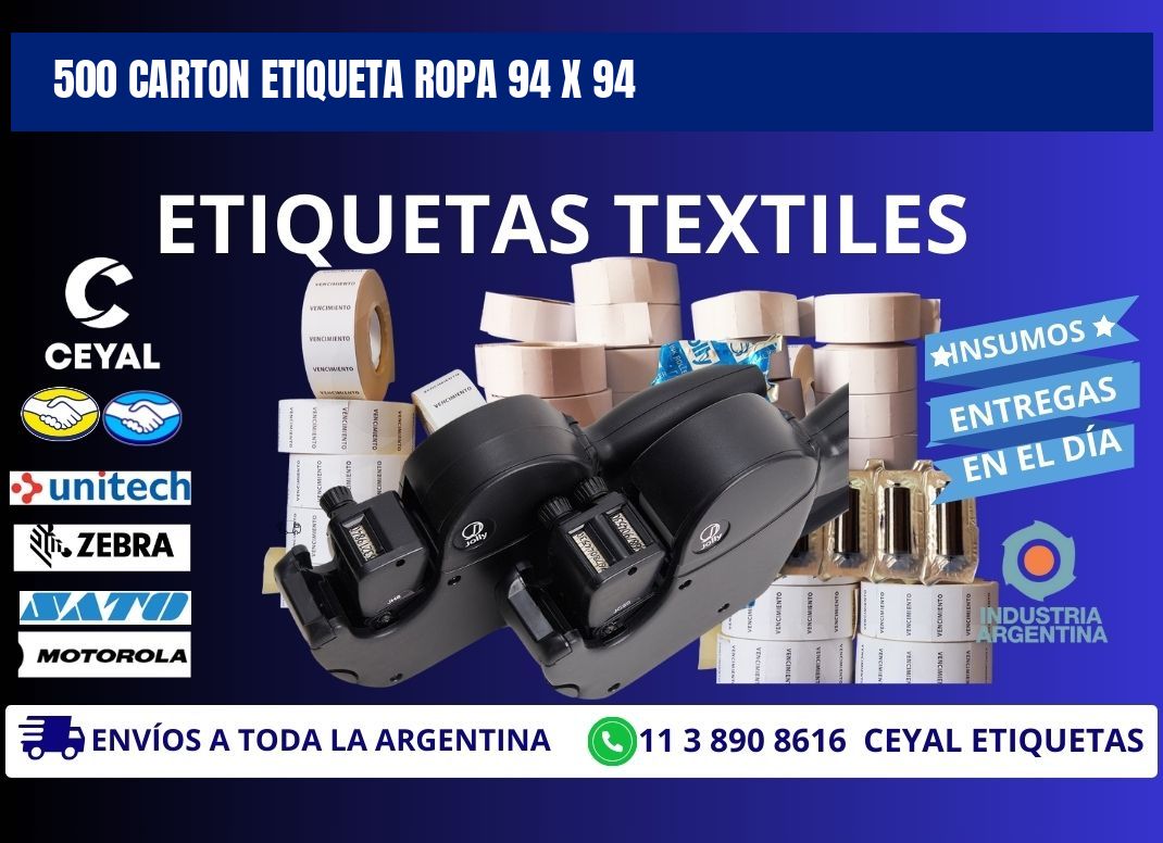 500 CARTON ETIQUETA ROPA 94 x 94