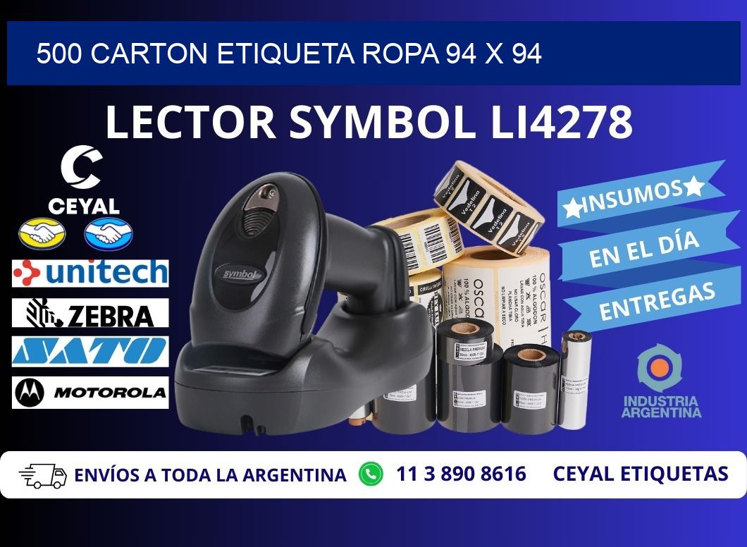 500 CARTON ETIQUETA ROPA 94 x 94