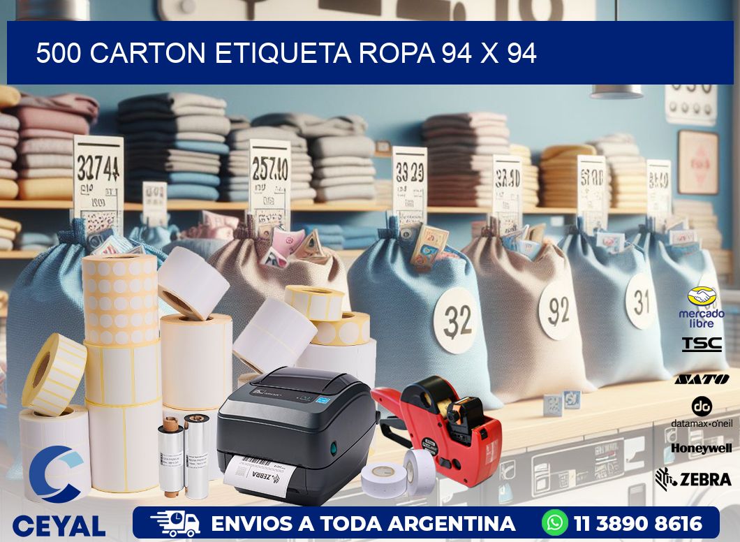 500 CARTON ETIQUETA ROPA 94 x 94